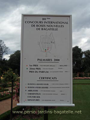 Panneau affichant les résultats du concours 2008